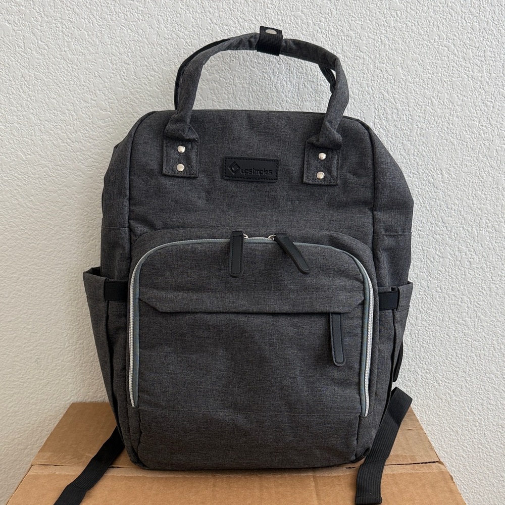 NWOT Dark Gray Canvas Baby Backpack - Upsimples